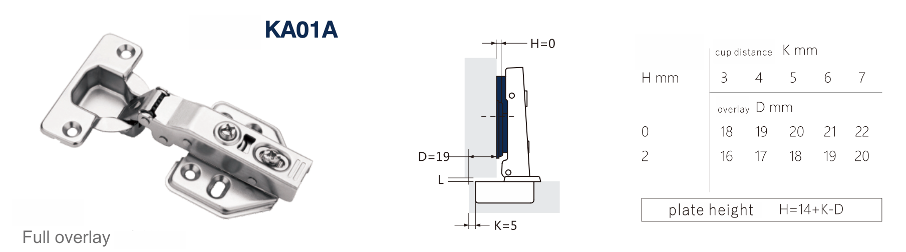 KA01A One-way hydraulic fixed mounting plate hinge